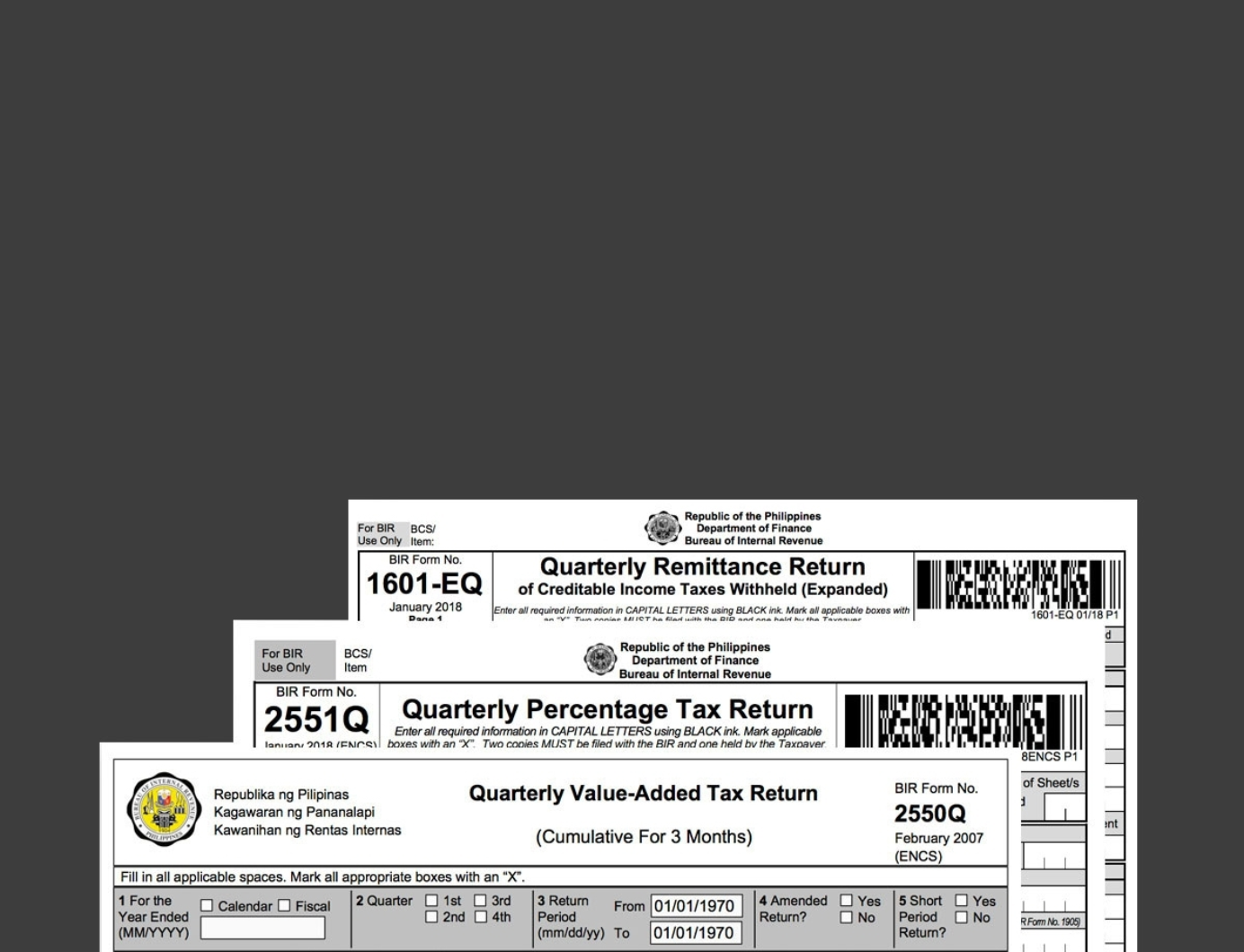 Filing for the 2nd quarter: 1601-EQ, 2550Q or 2551Q?