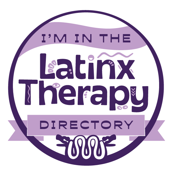 Badge with text "I'm in the Latinx Therapy Directory"