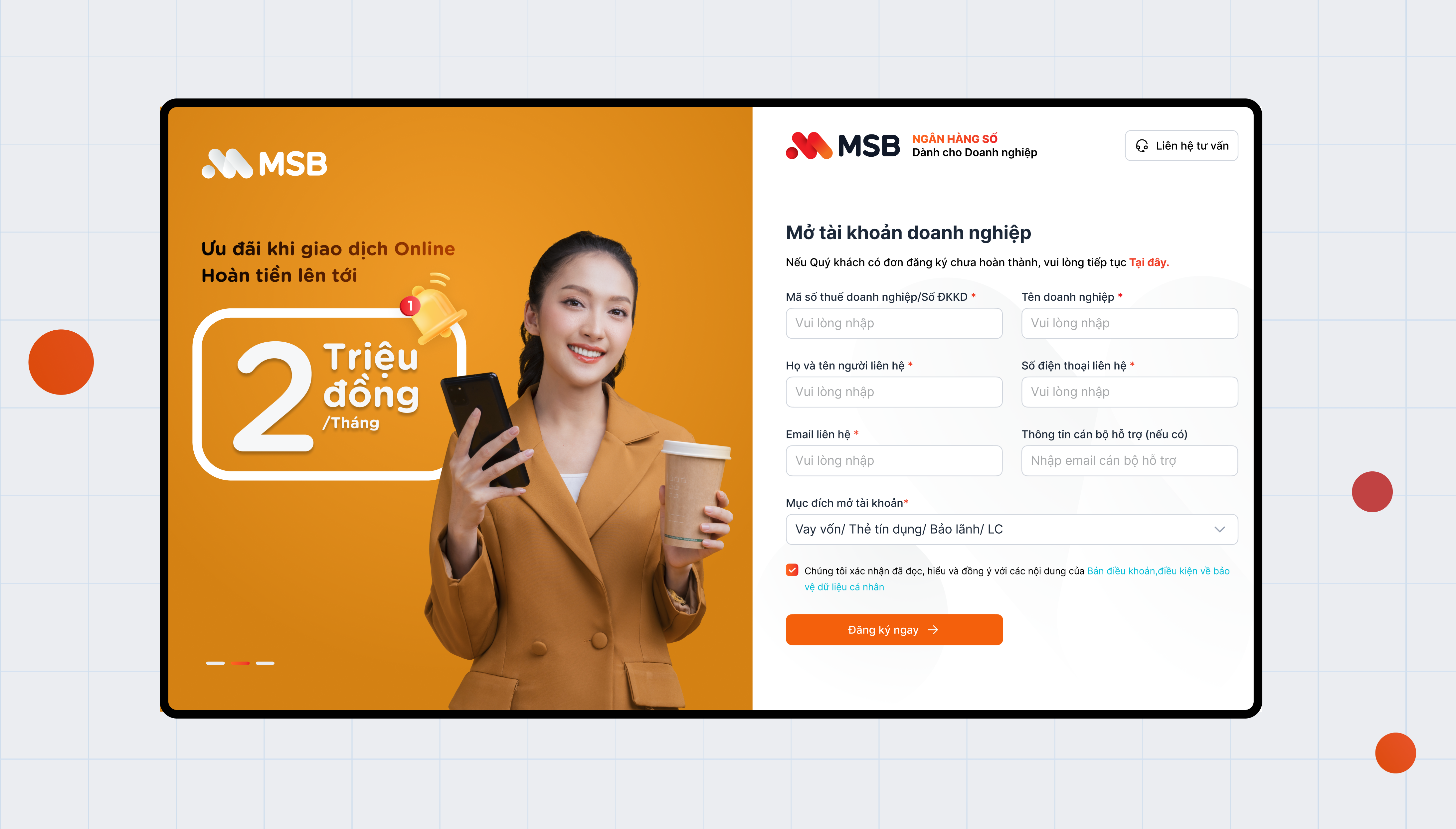 New UI for new service design bank
