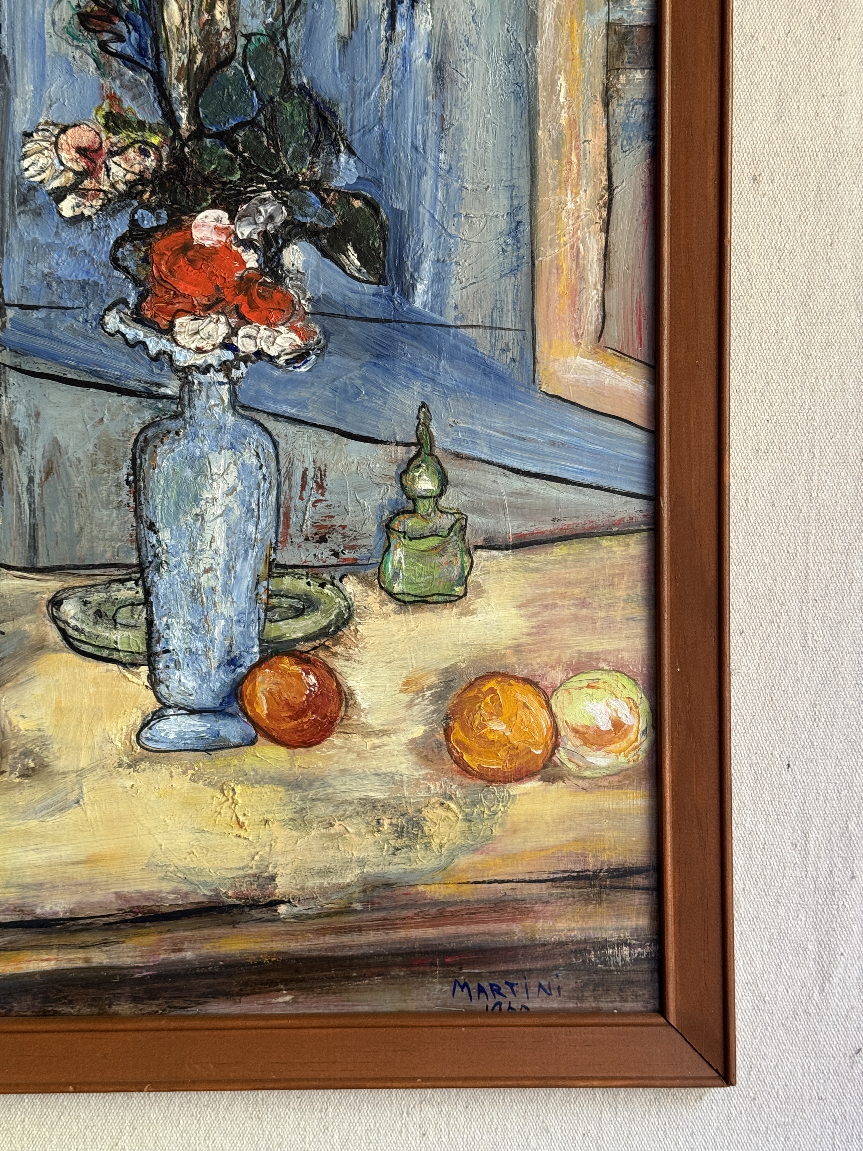 View: 1960s Mid Century Still Life Floral Painting 