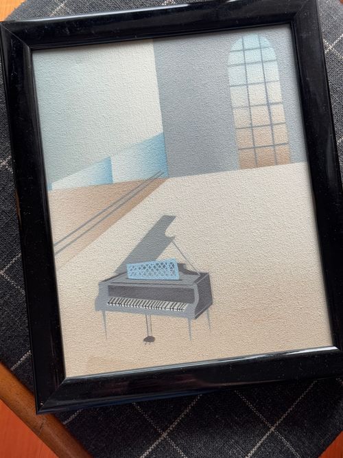 View: Modern Cubist Piano Painting