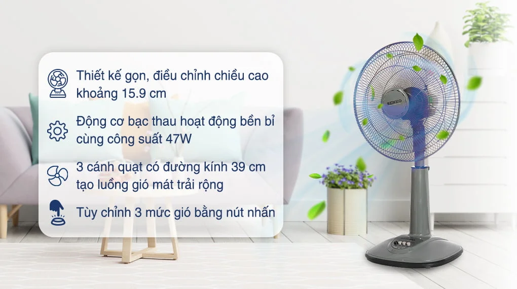 Thiết Kế Và Chất Liệu Của Quạt Lửng Senko L1638