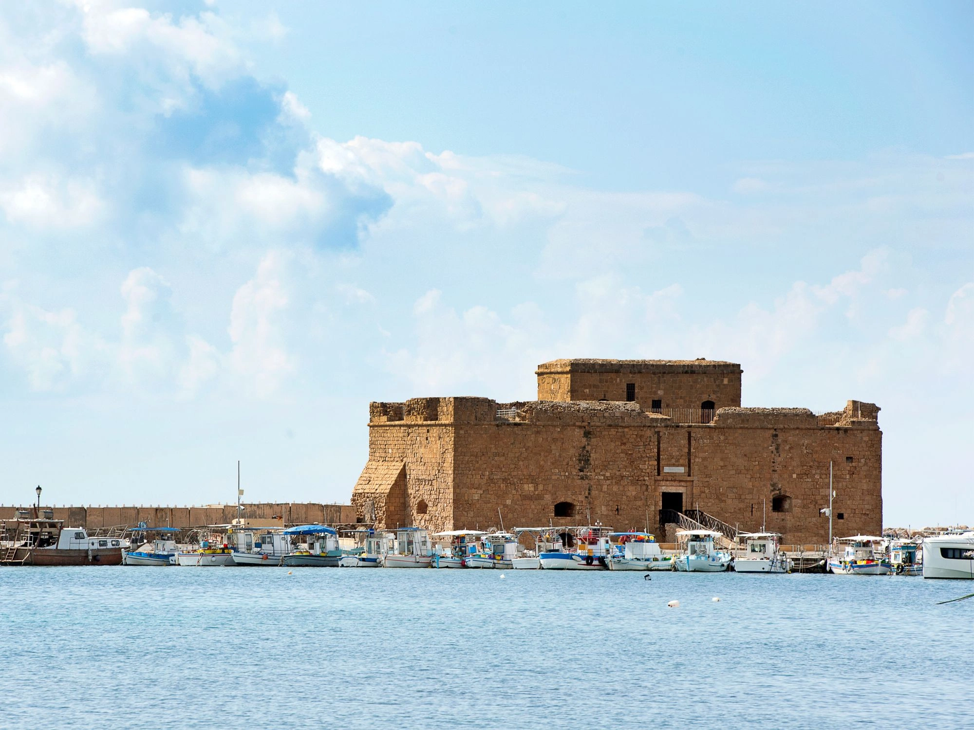 Medieval Paphos Castle by the harbor, a top historical site in Cyprus.