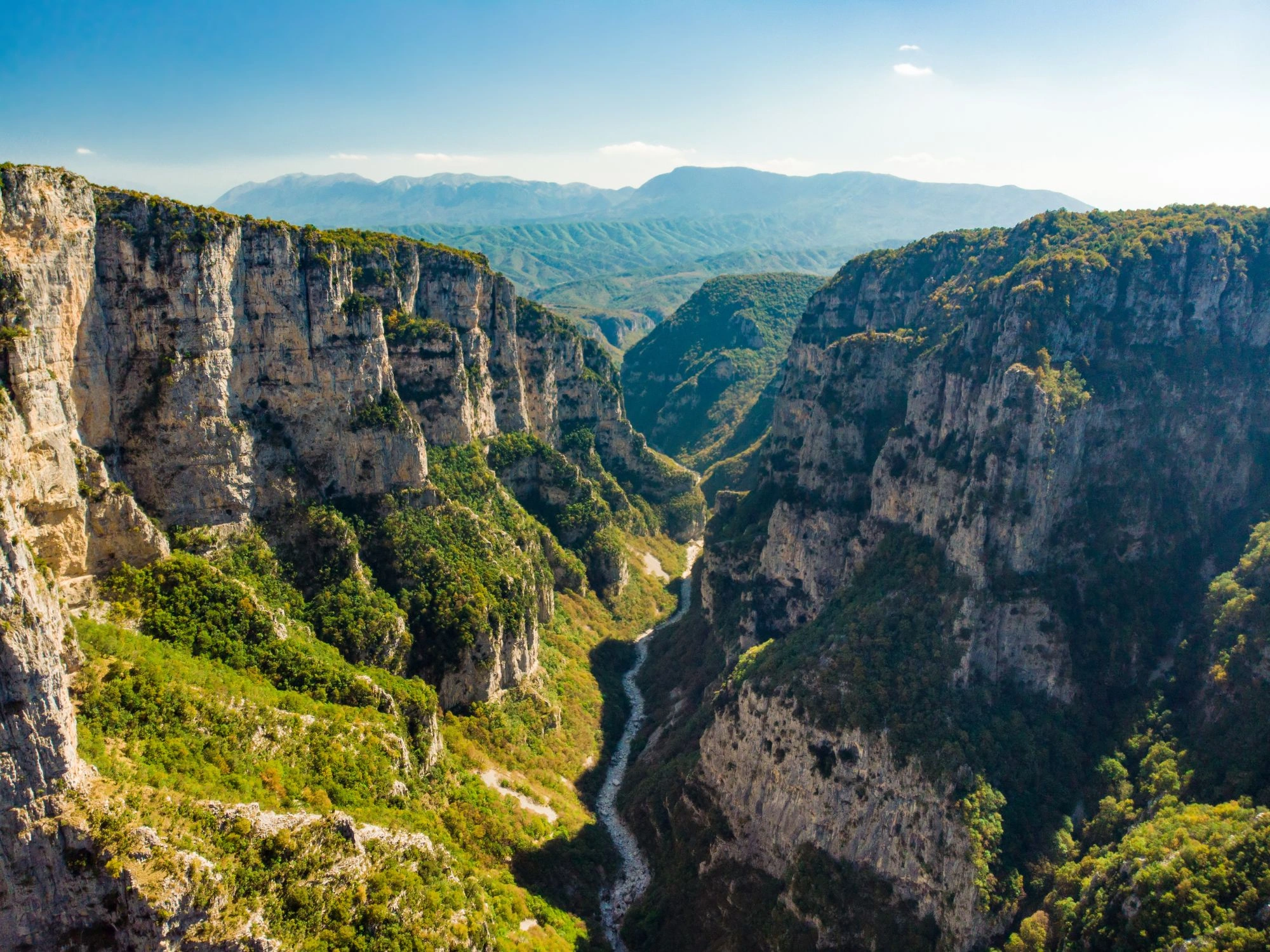 Breathtaking view of Vikos Gorge, Epirus, Greece, one of the deepest gorges in the world, perfect for hikers.