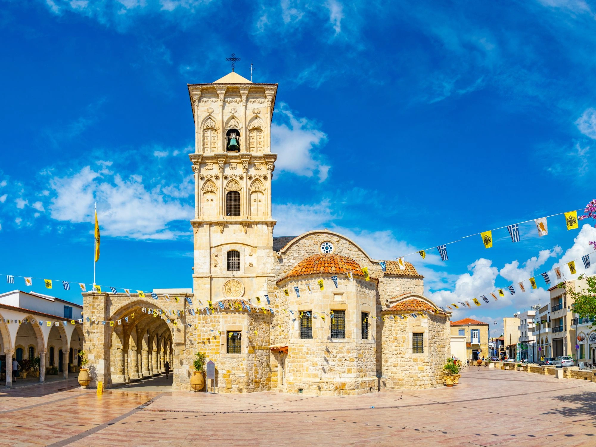 Historic Church of Saint Lazarus under blue sky in Larnaca, Cyprus.