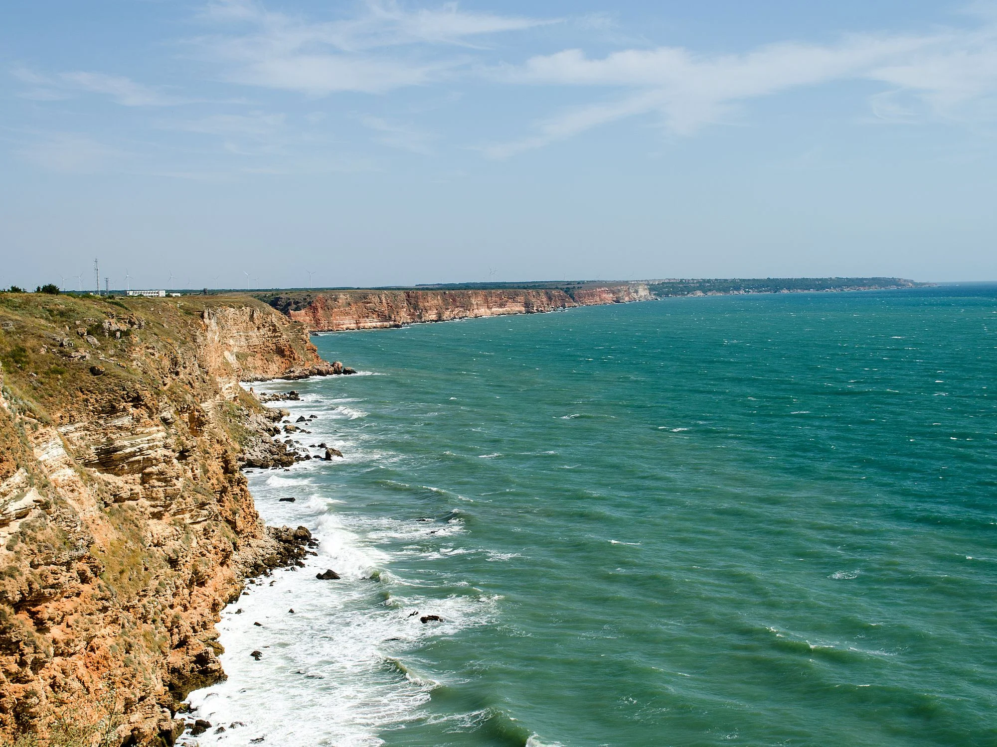 Rugged cliffs and turquoise waters along Bulgaria's northern Black Sea coast