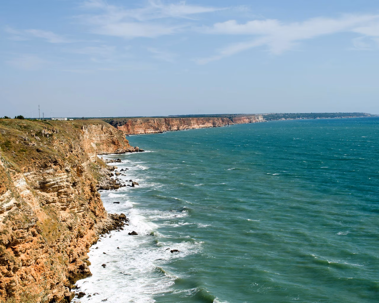 Rugged cliffs and turquoise waters along Bulgaria's northern Black Sea coast