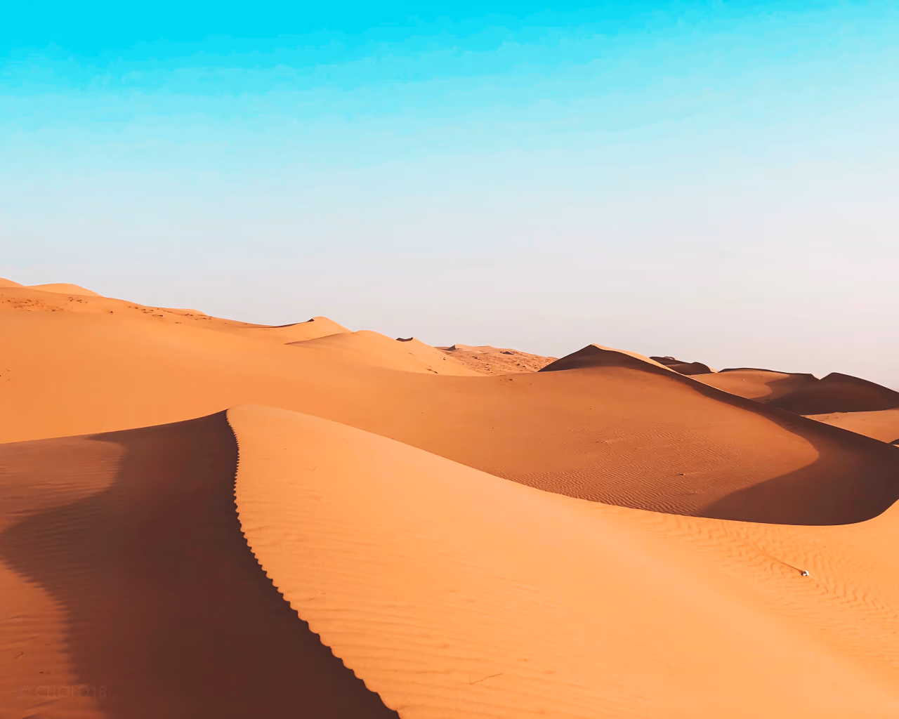 Golden sand dunes under bright sky in Sharqiyah desert on an Oman tour.