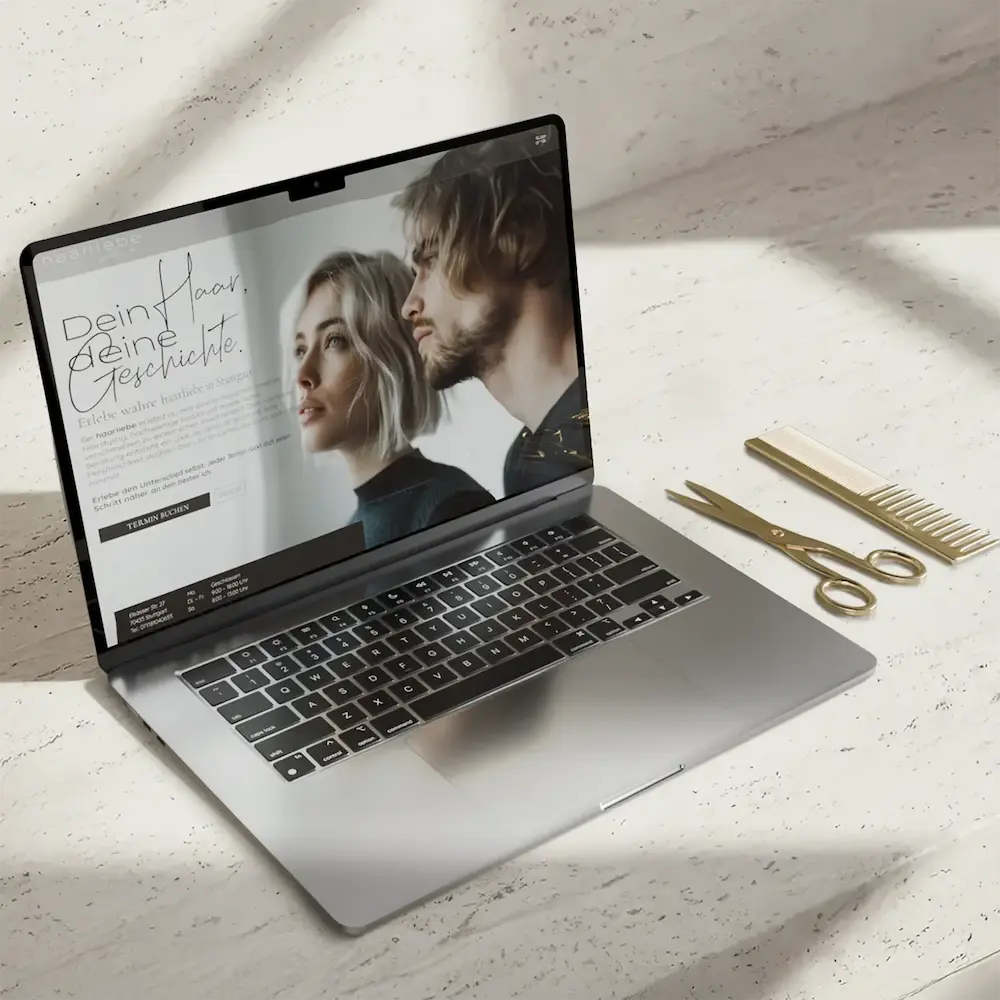 Homepage-Design für Friseur haarliebe in Stuttgart-Zuffenhausen – Webdesign, Branding und SEO von dencraft Werbeagentur.