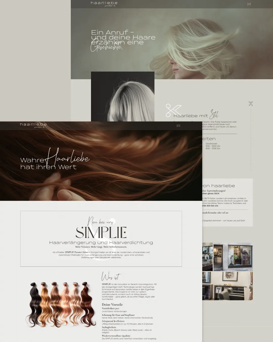 Detailseiten-Design für Friseur haarliebe in Stuttgart-Zuffenhausen – modernes Webdesign mit Webflow von dencraft.