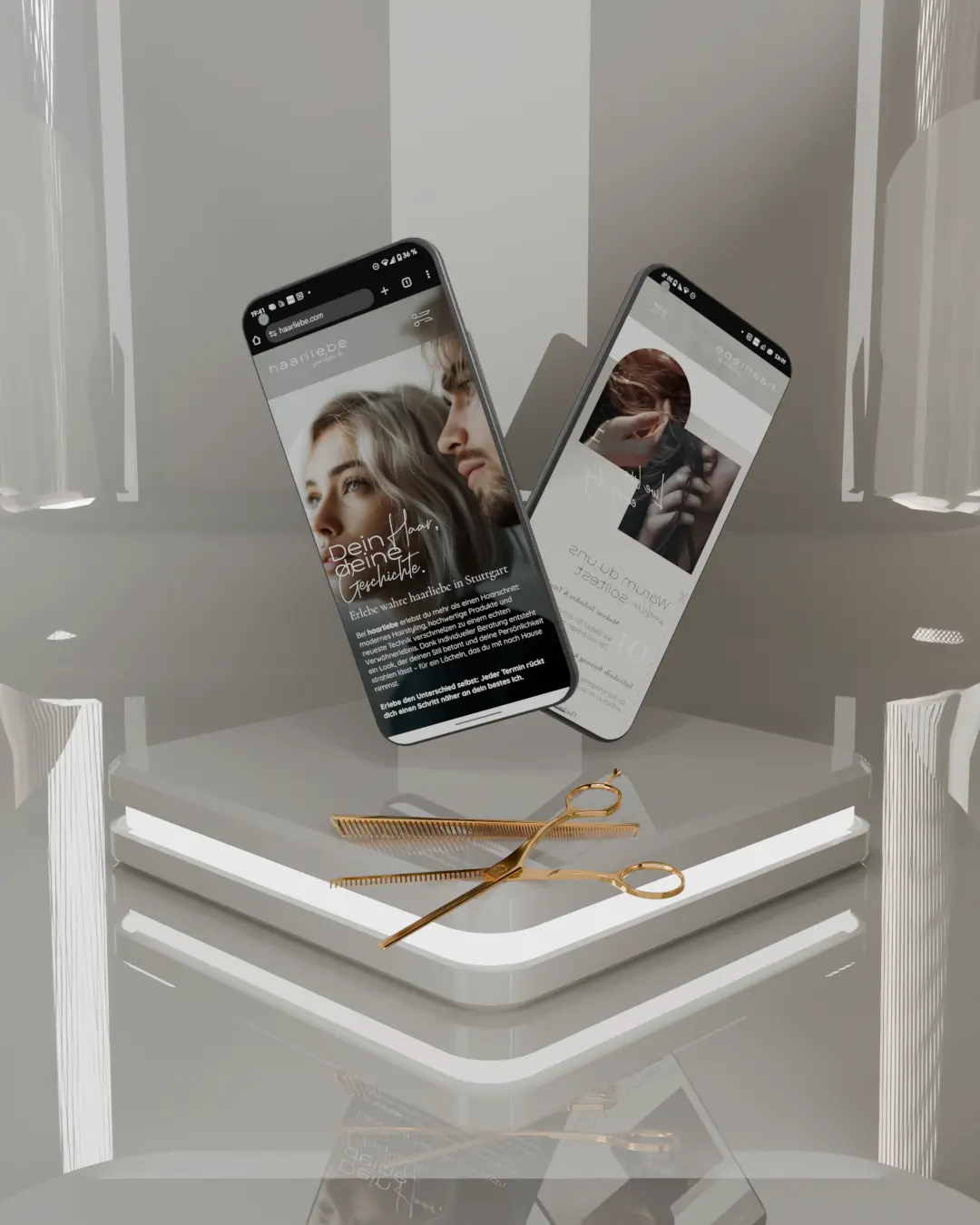 Responsive Webdesign mit Webflow für Friseur haarliebe in Stuttgart-Zuffenhausen – mobile Ansicht von dencraft Werbeagentur.