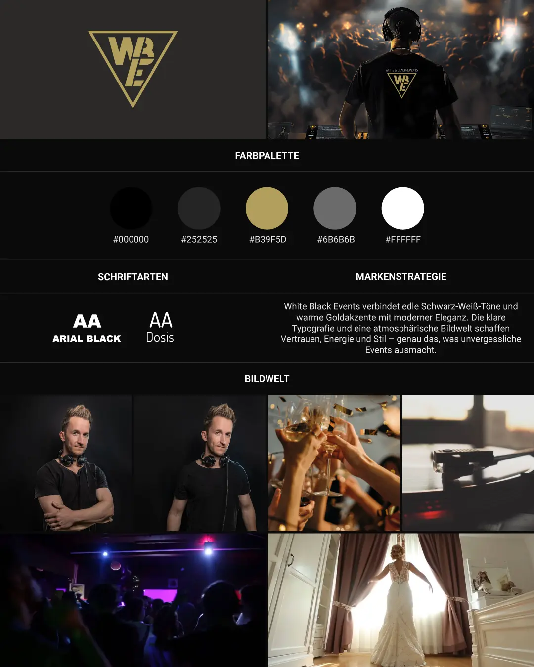 Webdesign von dencraft werbeagentur – moderne Website mit Leistungen & Porträt für White & Black Events, Hochzeits- & Event-DJ aus Schorndorf bei Stuttgart.