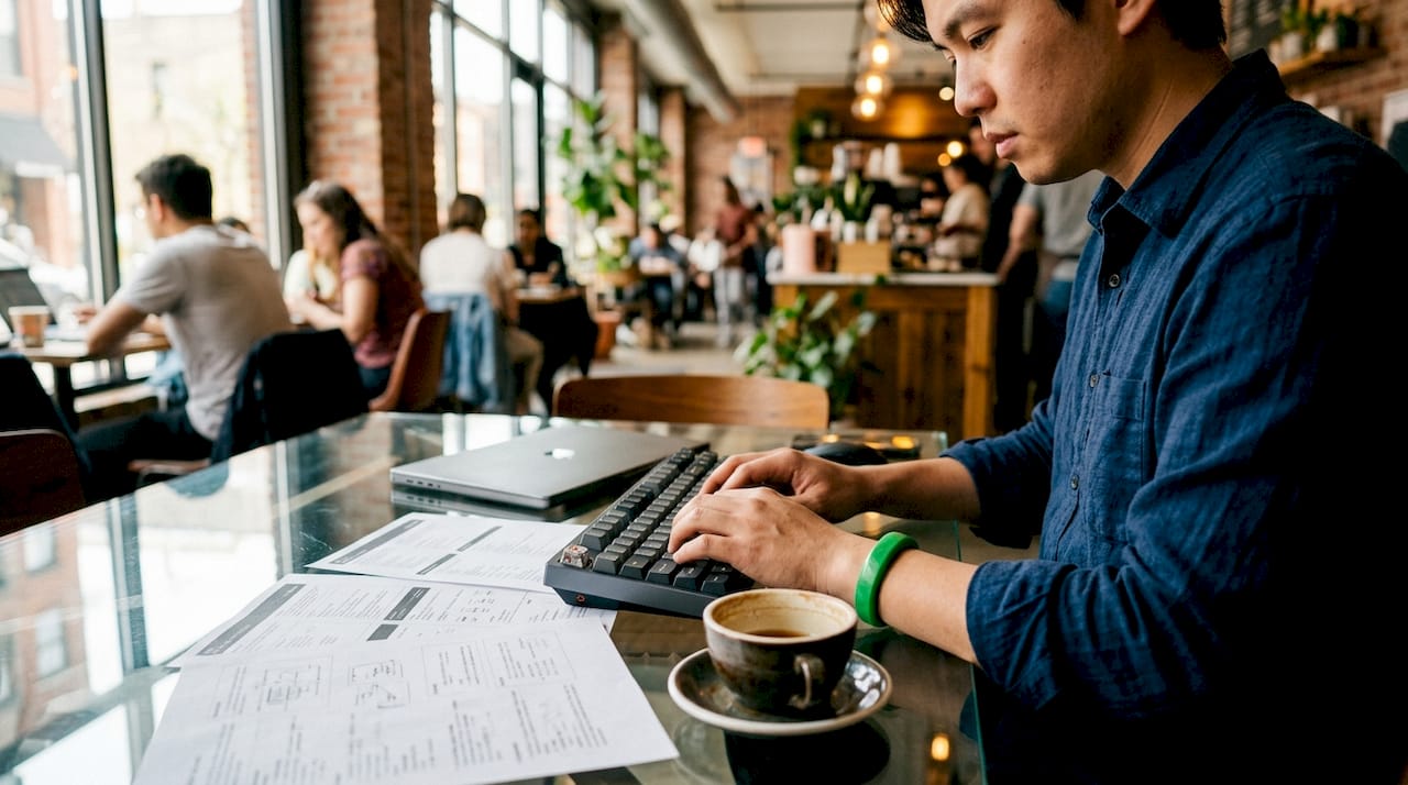 Close-up on hands normalizing carrier data with API references