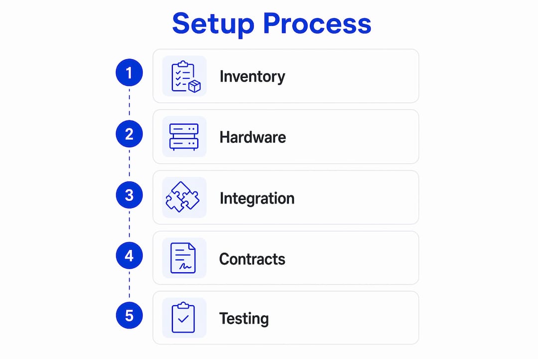 Infographic showing multi-modal logistics setup steps
