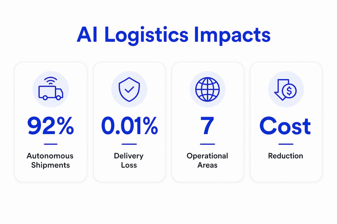 Infographic showing AI impact statistics in logistics