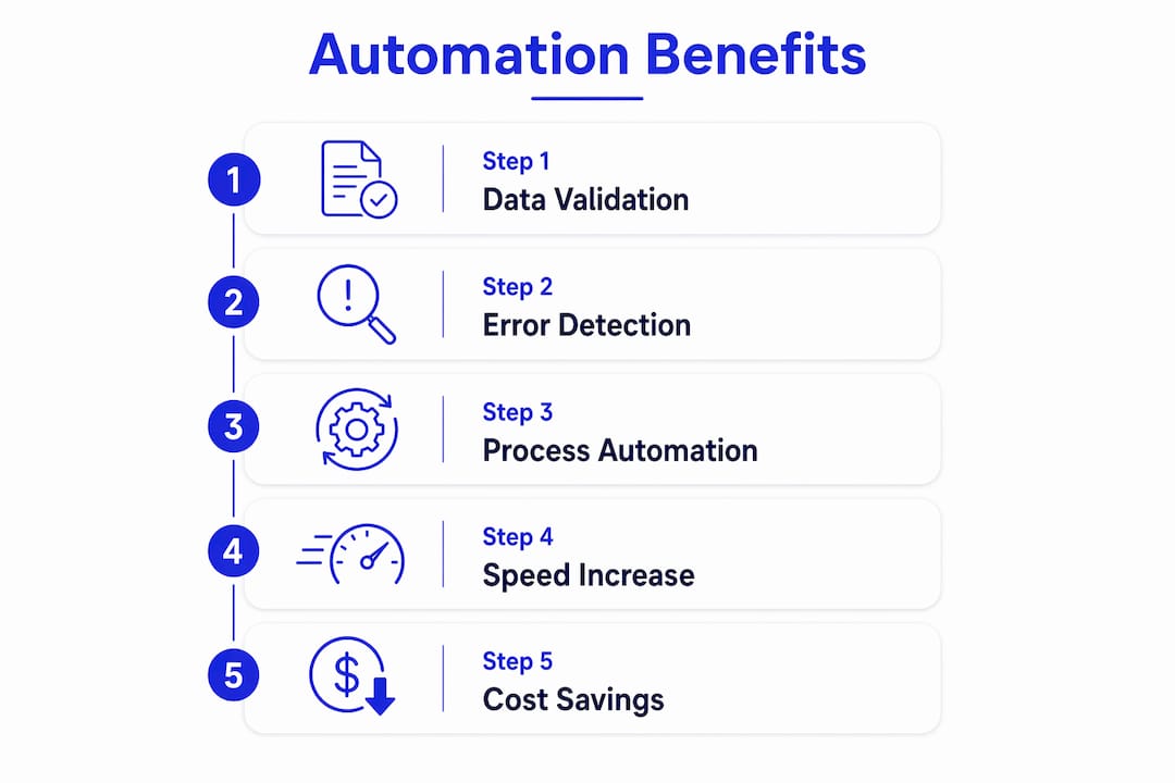 Infographic showing automation steps reducing freight errors