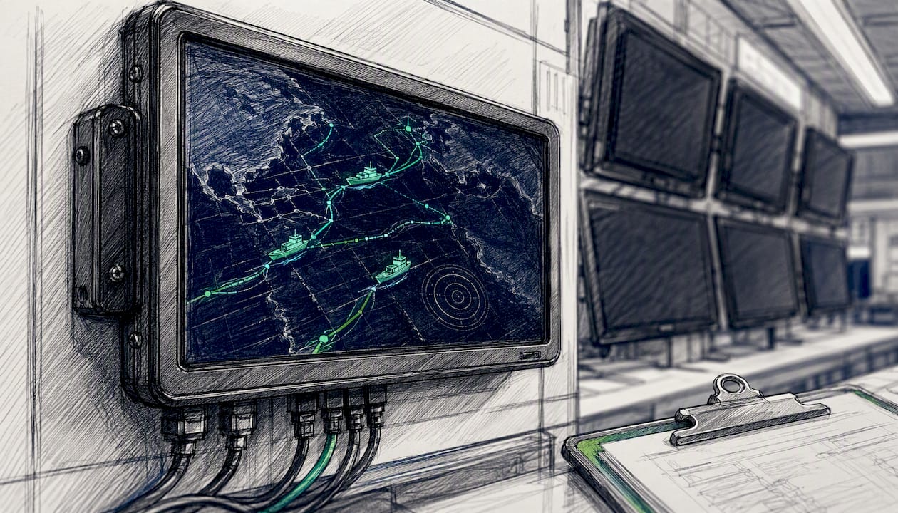 Close-up of logistics real-time tracking device