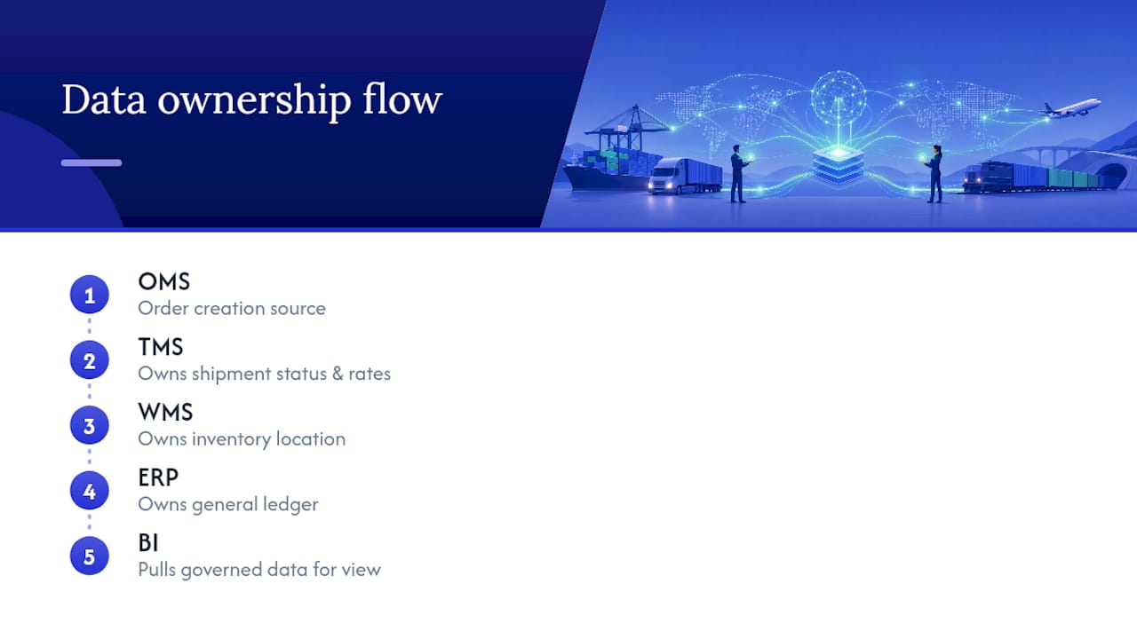 Authoritative logistics data ownership flow