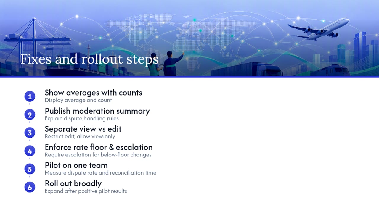 Rate visibility fixes and rollout sequence