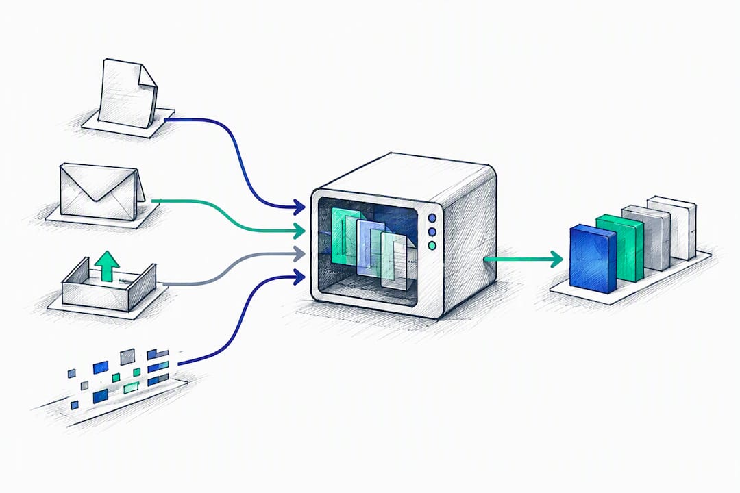 Four logistics document inputs entering automation