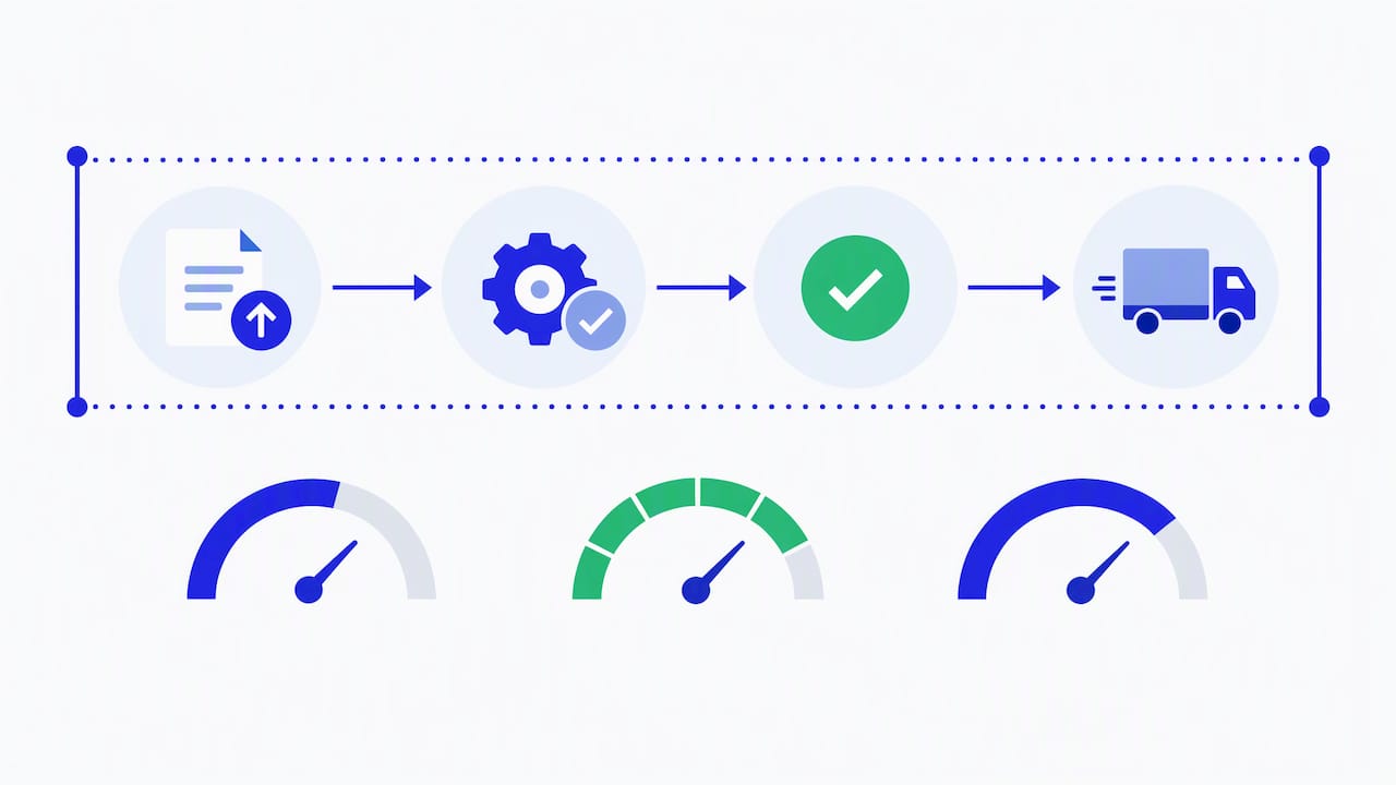Carrier onboarding timeline with KPI gauges