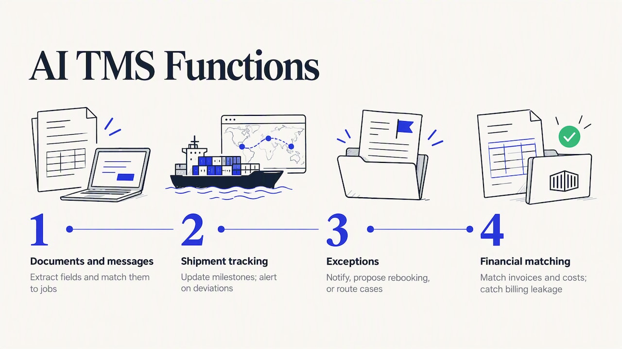 Four core AI freight TMS functions