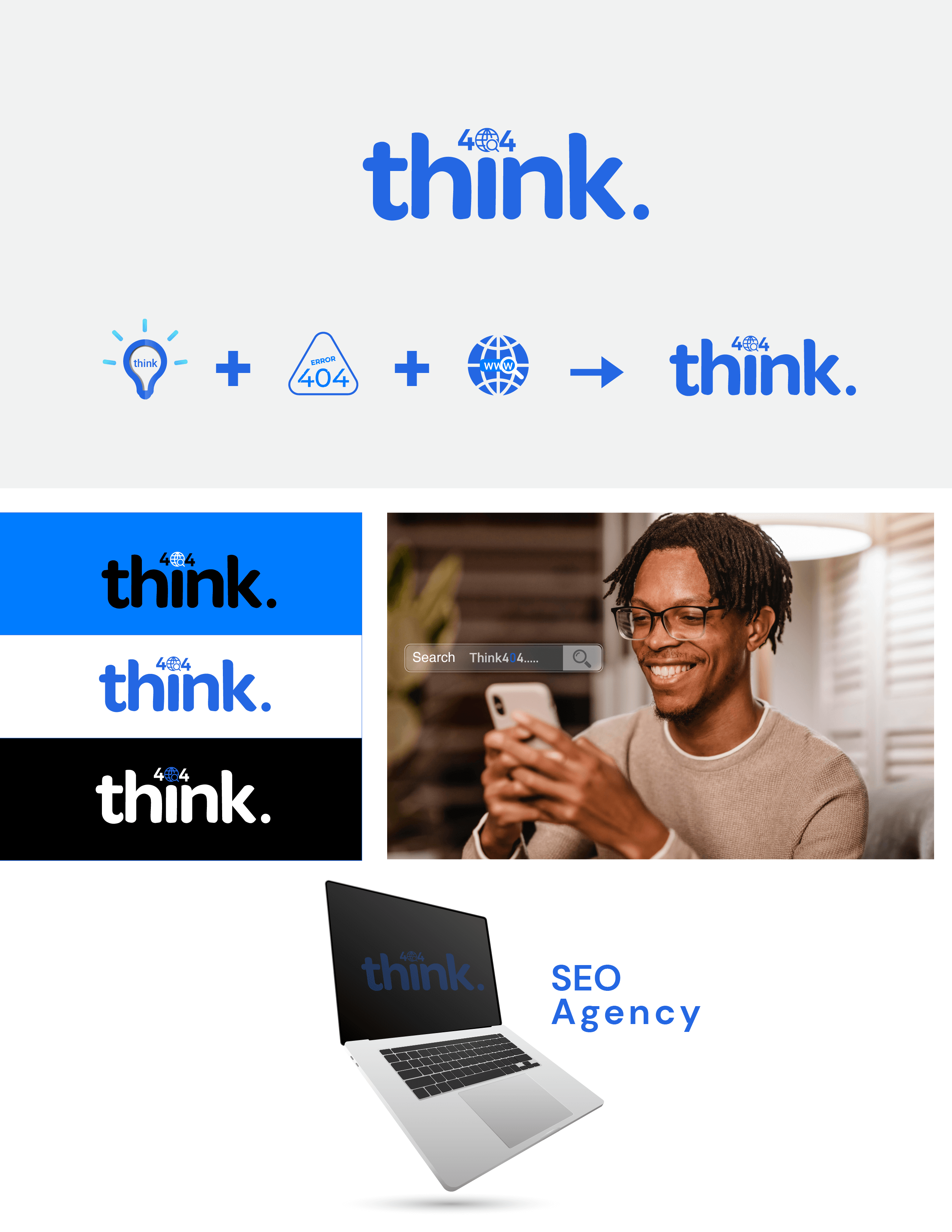 A cover image a logo design case study - for Think404