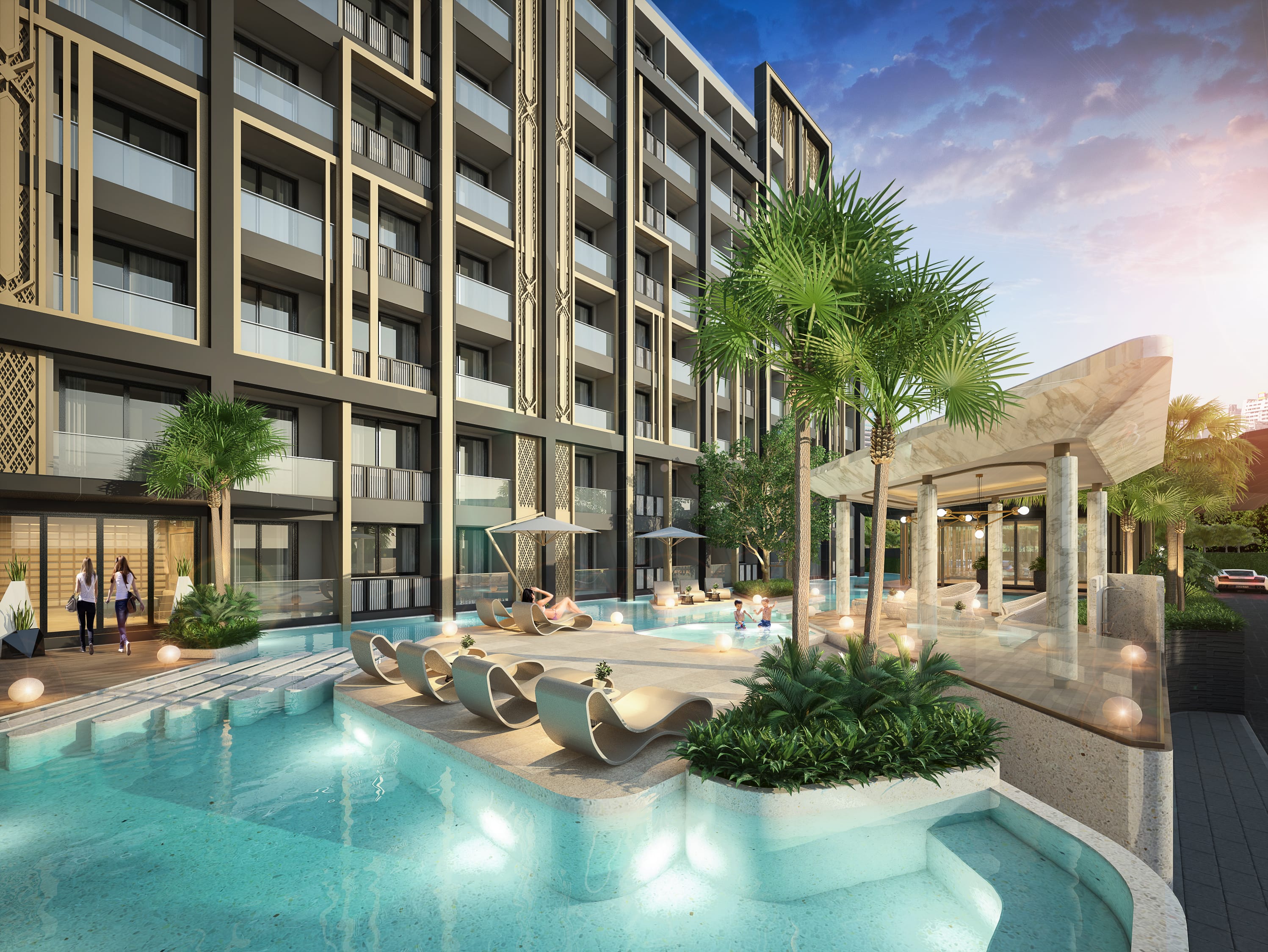 Pristine Park Jomtien studio development swimming pool amenity