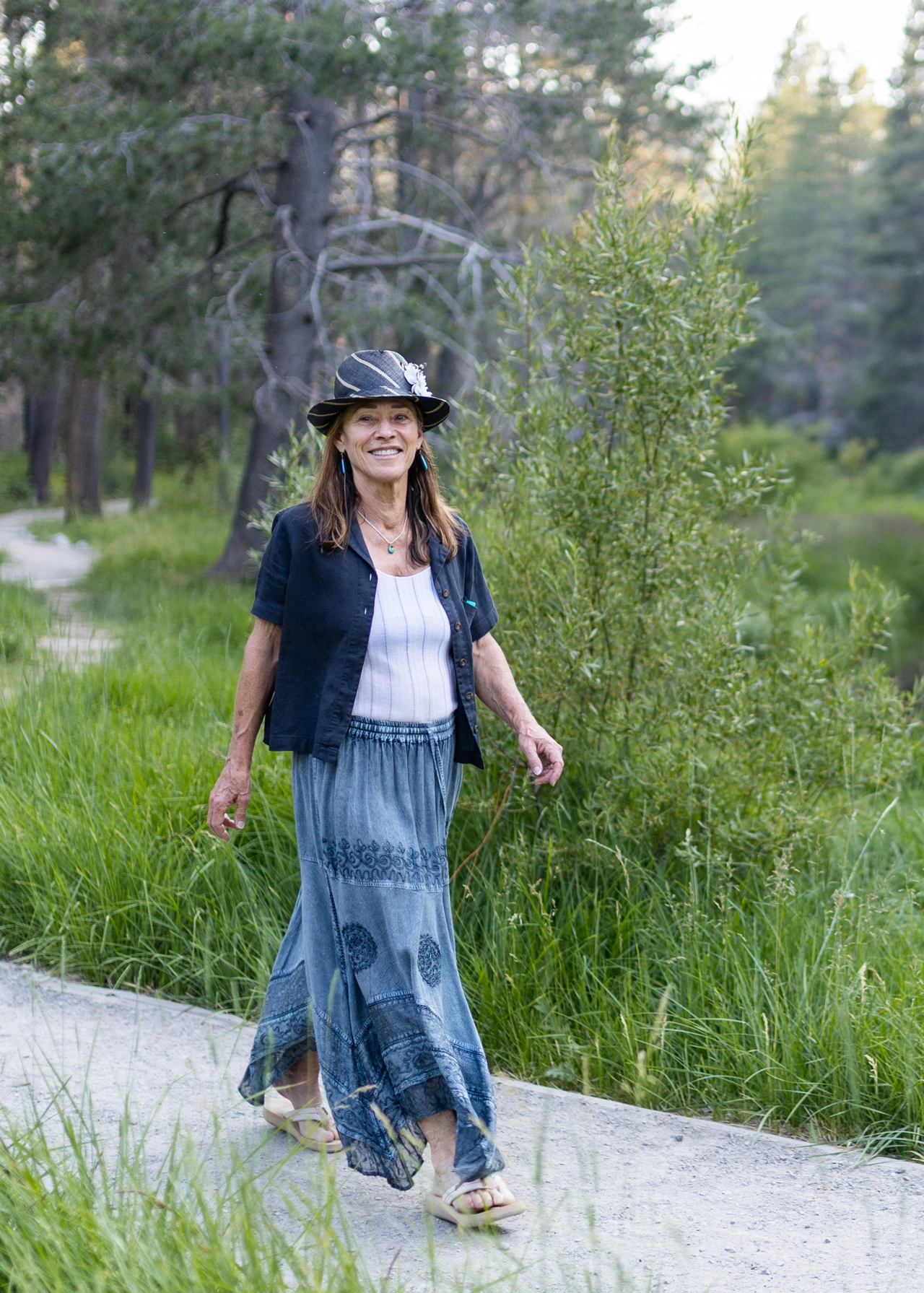 Barbi Buckles walking near Donner State Park