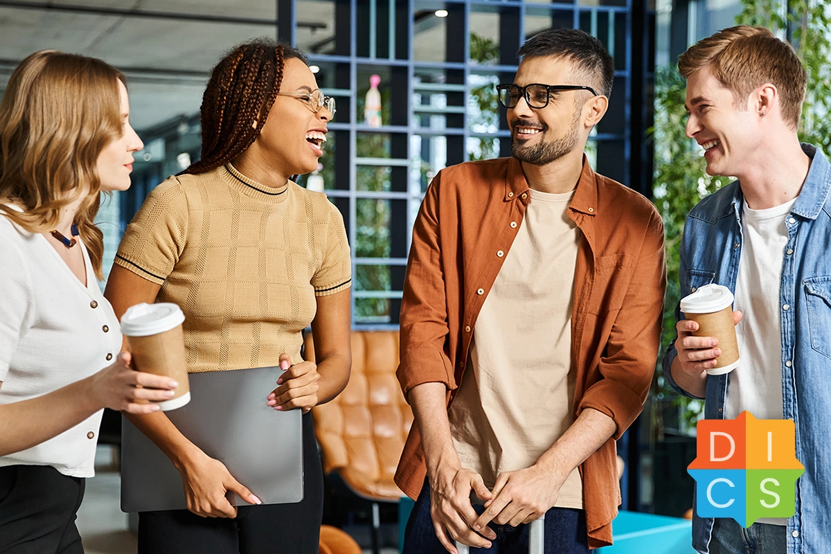 Group of casually dressed young professionals laughing together