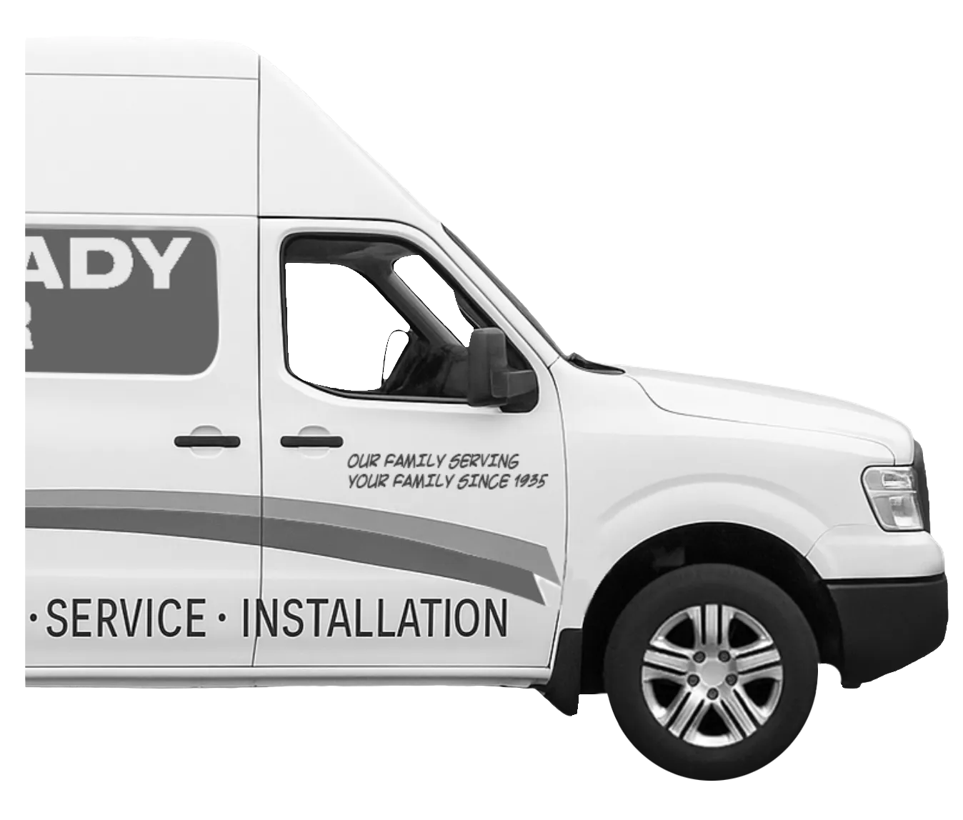 Always Ready Repair white service and installation van