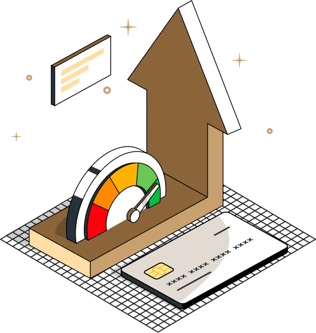 a credit card and a speedometer