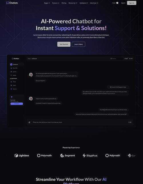 Ai Chatbot Startup Saas Website Template