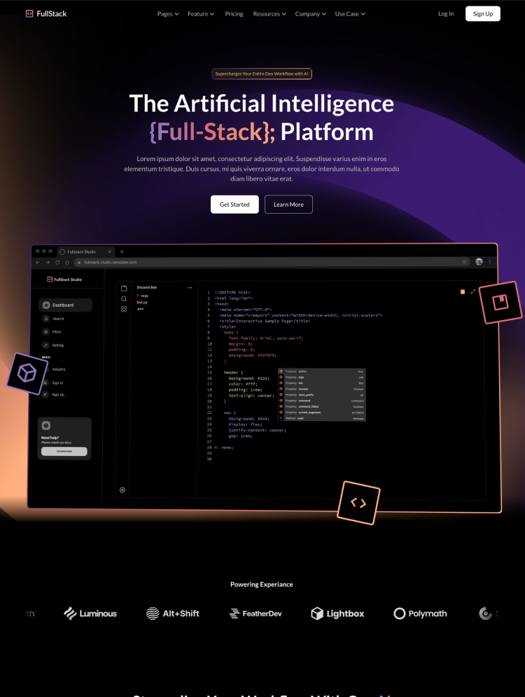 FullStack Web Development Saas Ai Website Template 