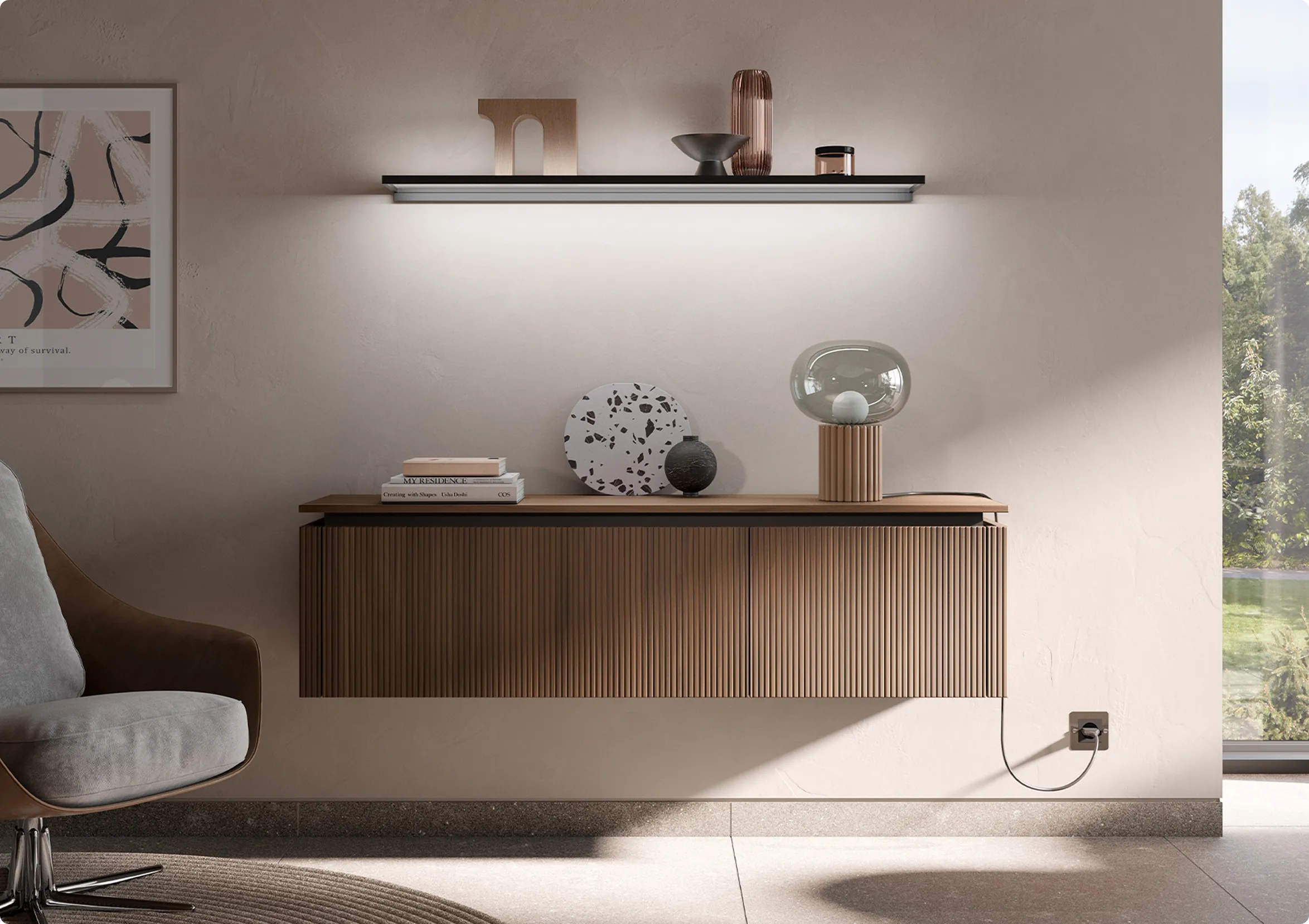 Aménagement Haut de Gamme, Semblançay, bois haute placage rainuré bois véritable noyer massif , l'atelier du cuisiniste tours, créateur d'intérieur