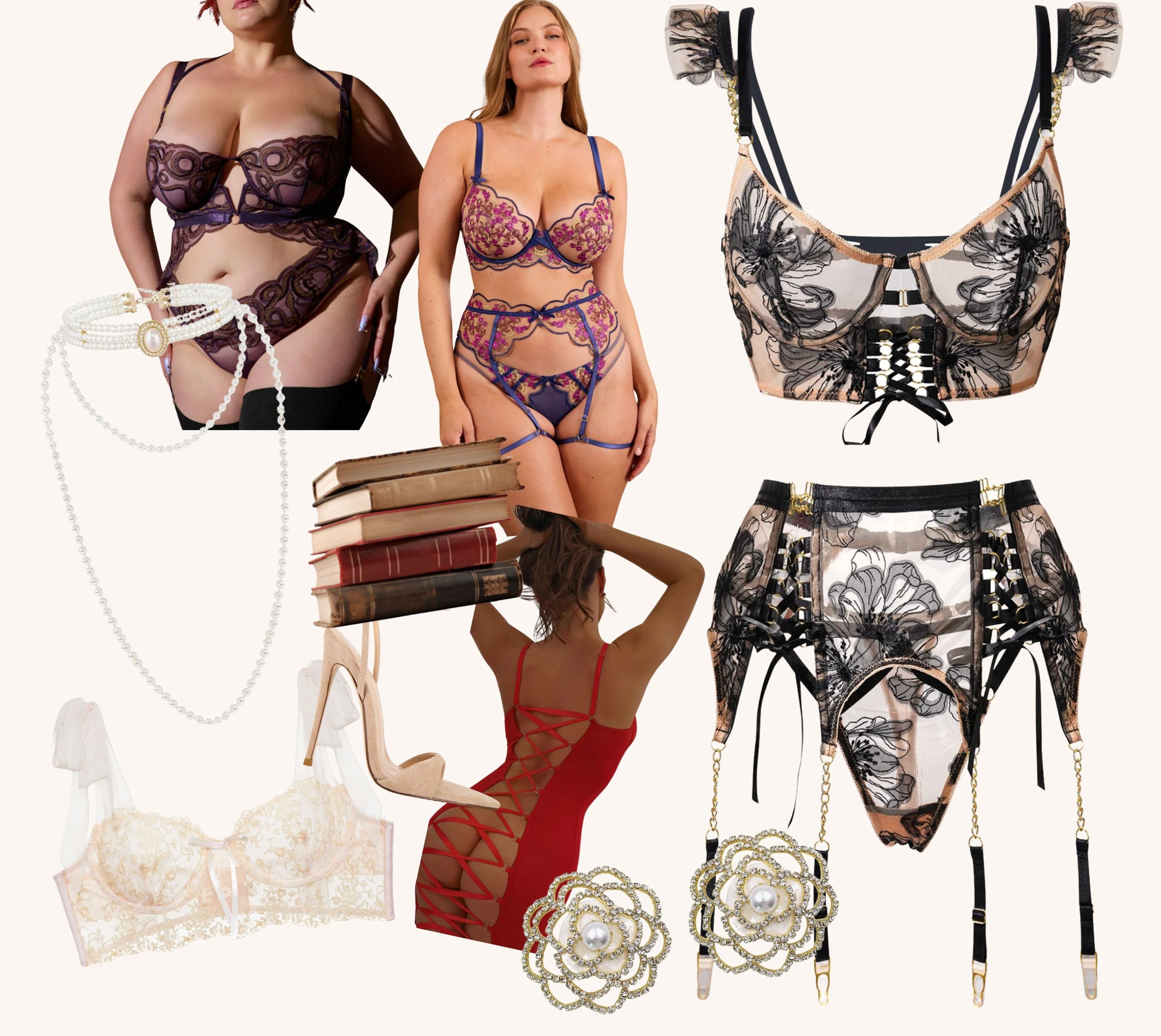 collage of lace lingerie 