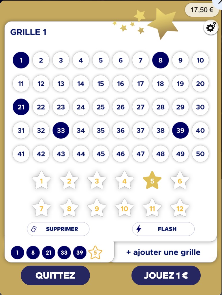 Instant EuroMillions 2 grilles complètes - Jeux-Grattage.fr