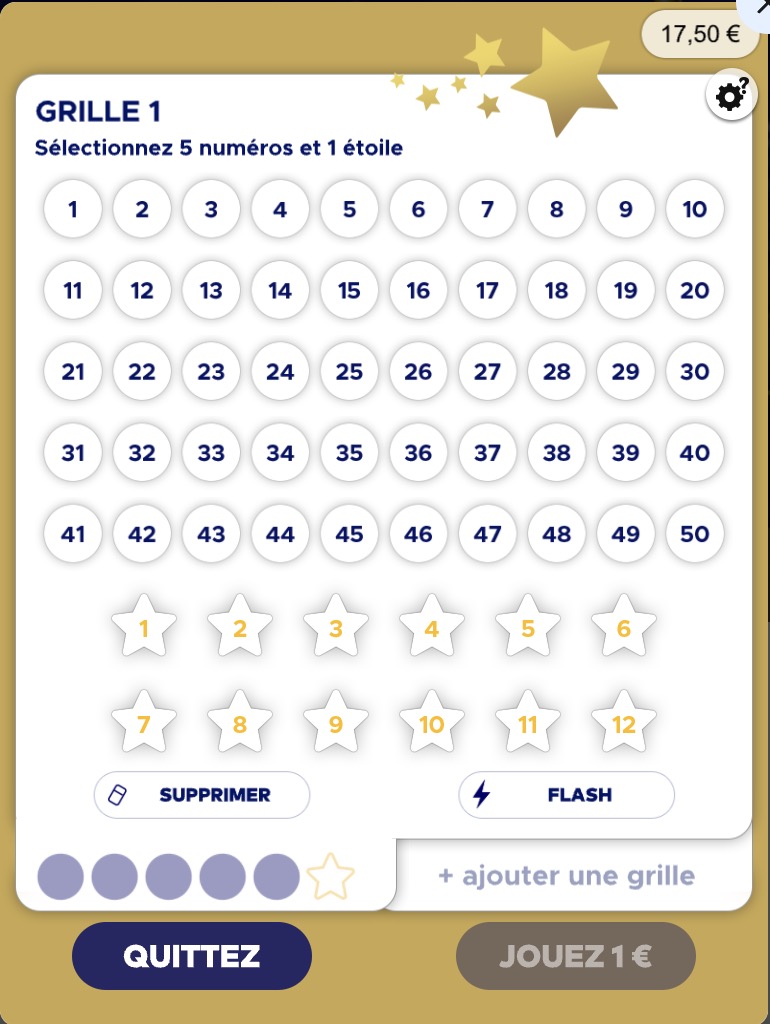 Instant EuroMillions Choix des numéros - Jeux-Grattage.fr