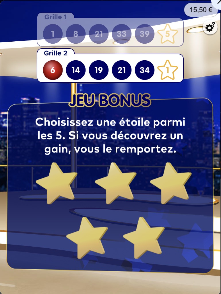 Instant EuroMillions Partie Bonus Jeux Etoiles- Jeux-Grattage.fr