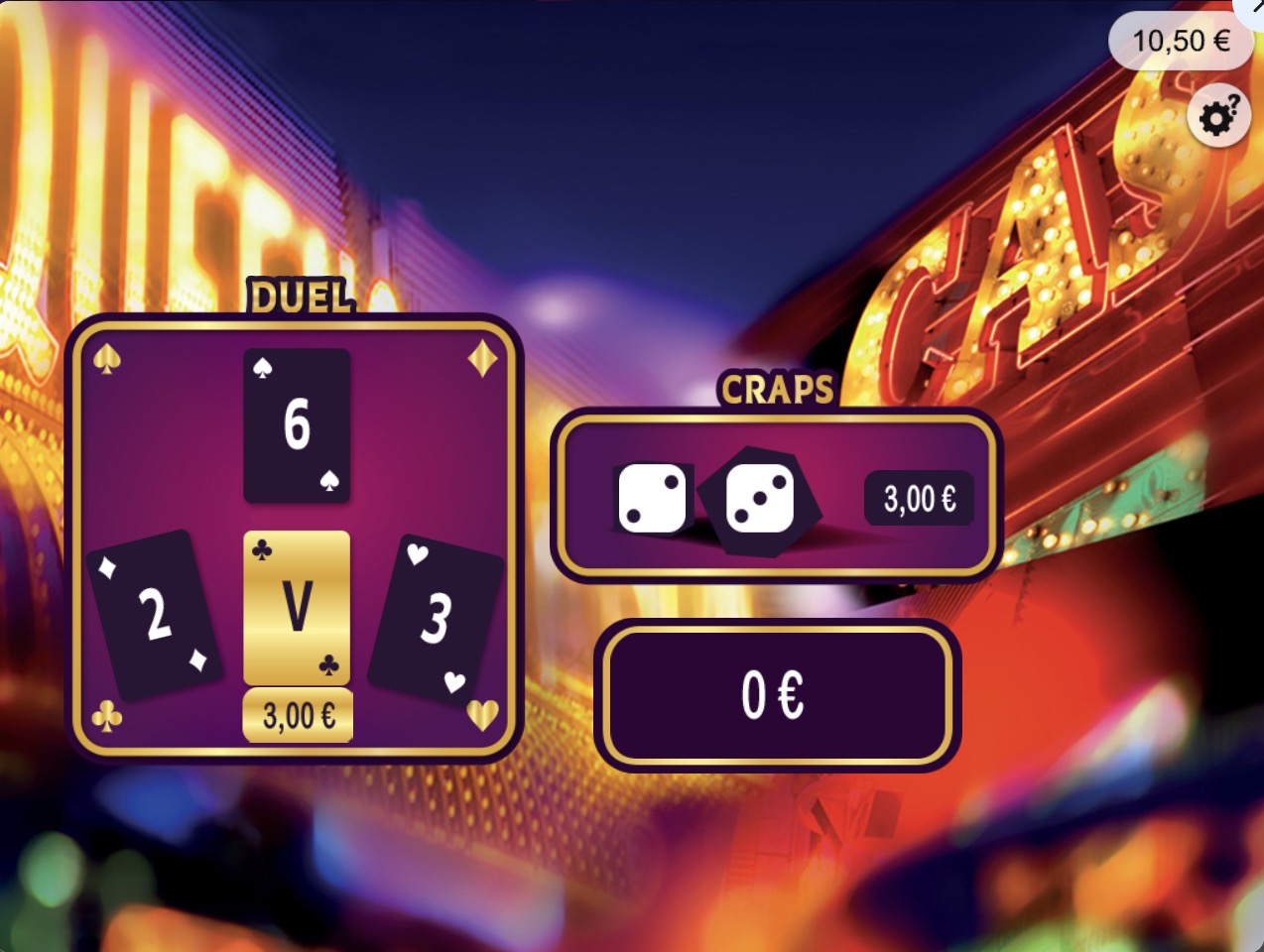 Jeux-Grattage.fr - Vegas - Bonus : le duel et craps, victoire!