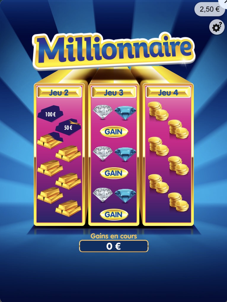 Jeux-Grattage.fr - Jeu à gratter : Millionnaire - Jeu des lingots