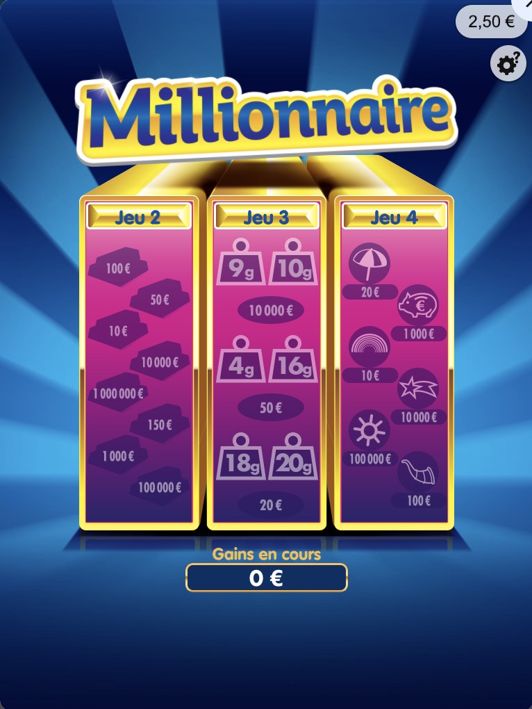 Jeux-Grattage.fr - Jeu à gratter : Millionnaire - Jeu des pièces d'or