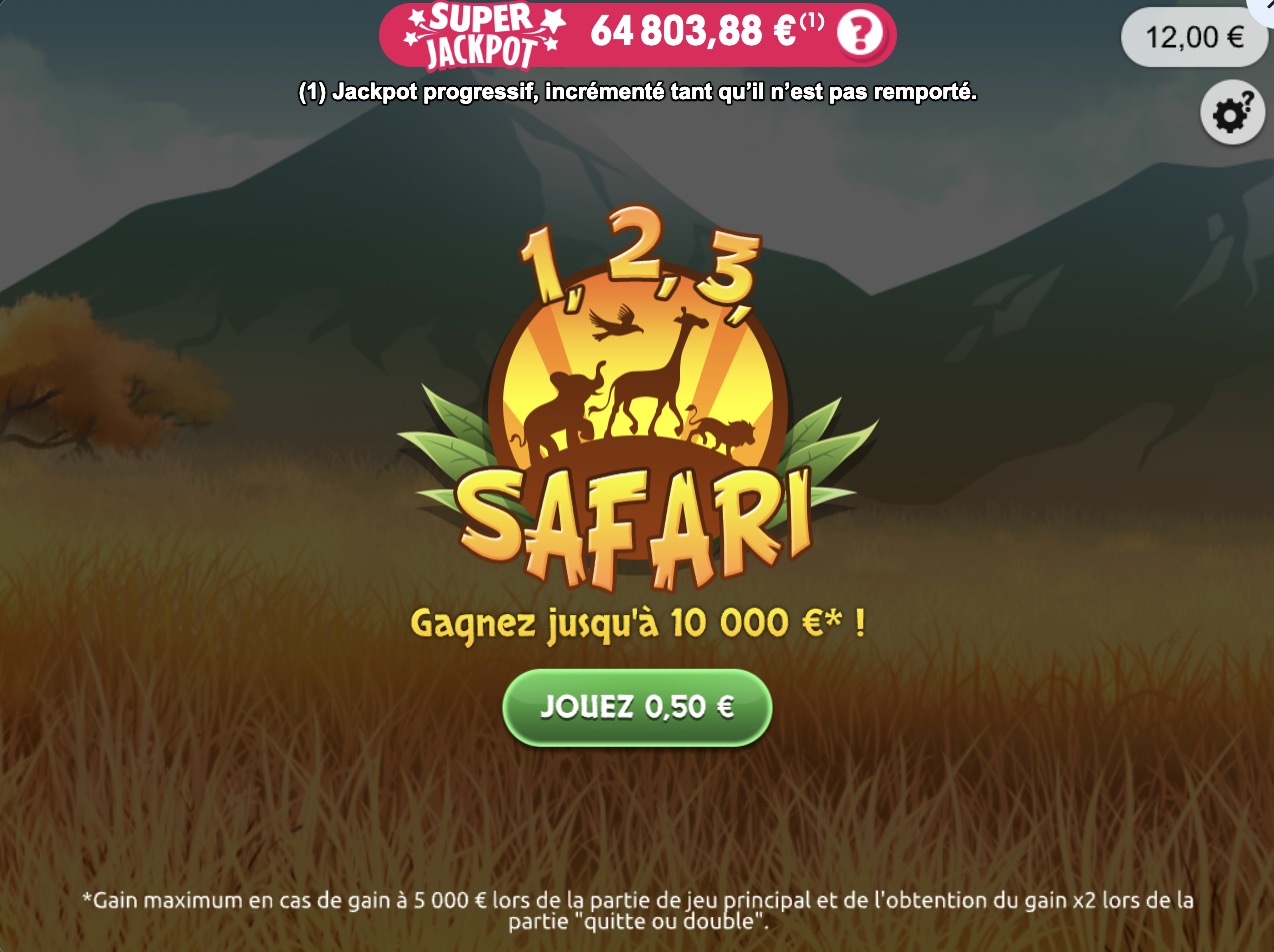 Jeux-Grattage.fr - Jeu à gratter 1,2,3Safari : début de partie