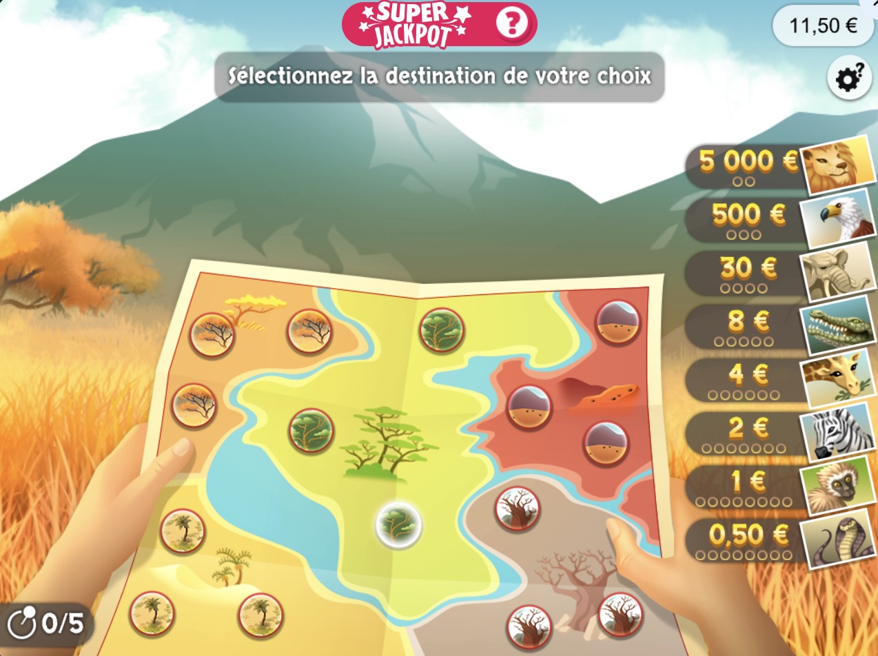 Jeux-Grattage.fr - Jeu à gratter 1,2,3Safari : sélection de la zone