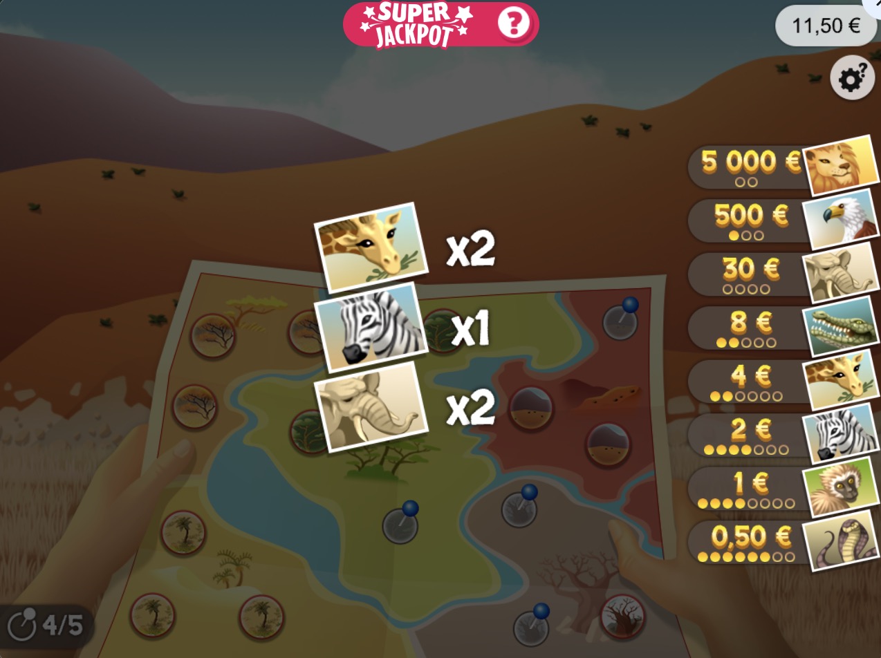 Jeux-Grattage.fr - Jeu à gratter 1,2,3Safari : découverte des animaux 2