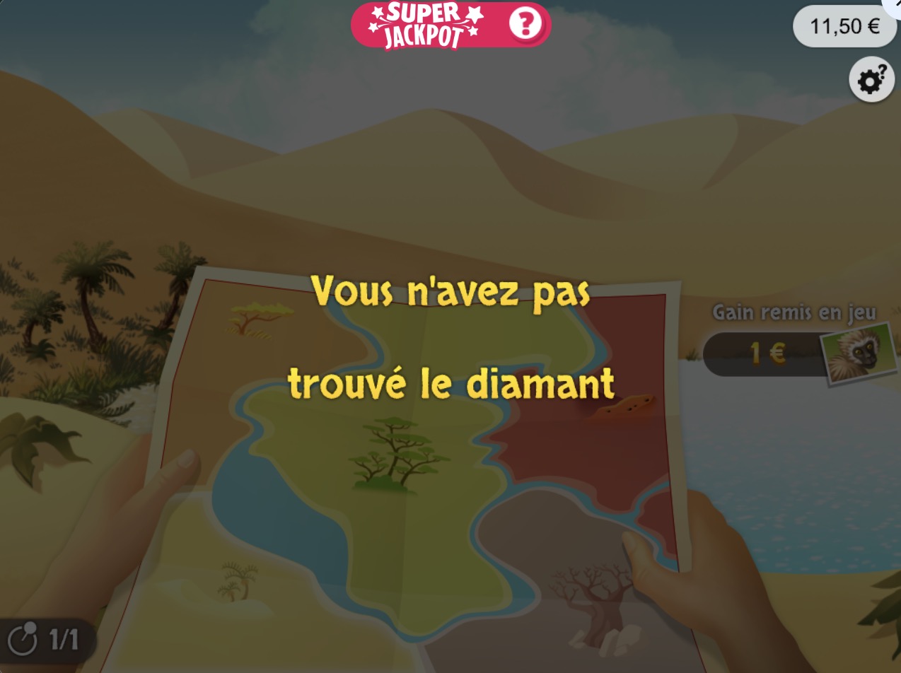 Jeux-Grattage.fr - Jeu à gratter 1,2,3Safari : partie perdue