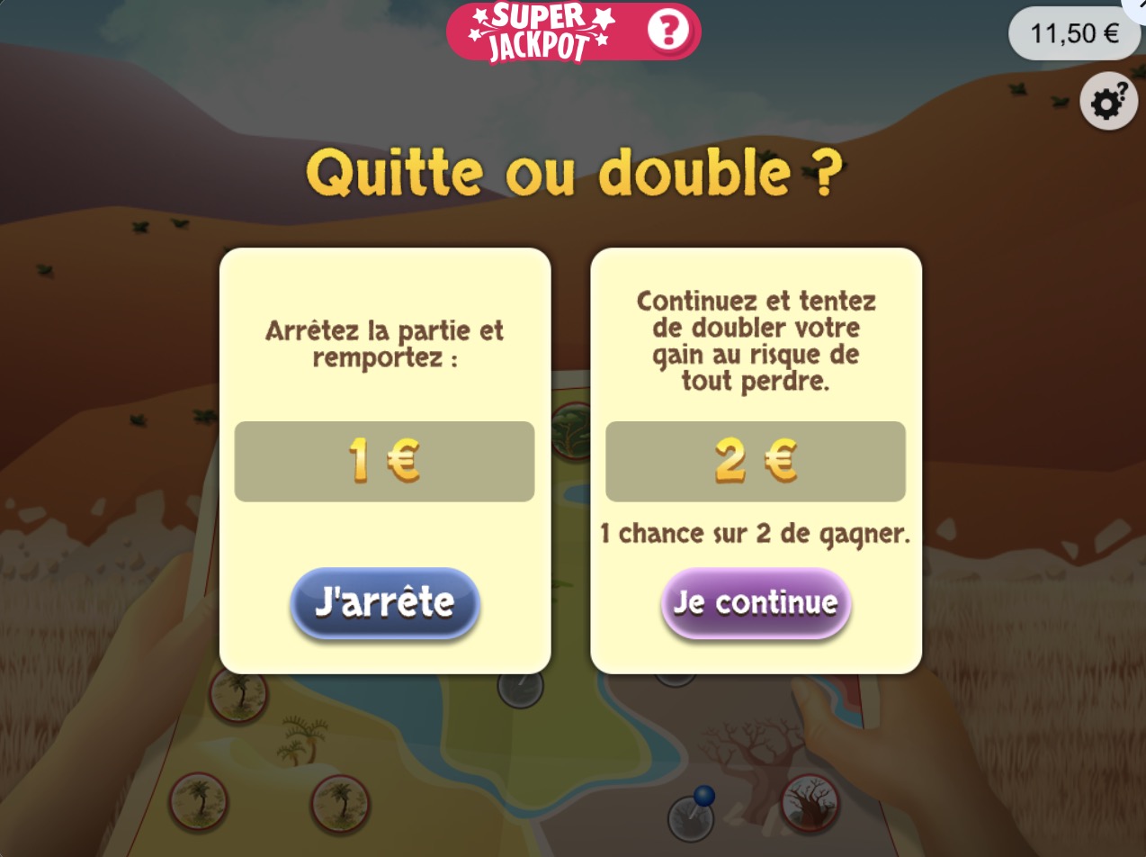 Jeux-Grattage.fr - Jeu à gratter 1,2,3Safari : Quitte ou double des 1€