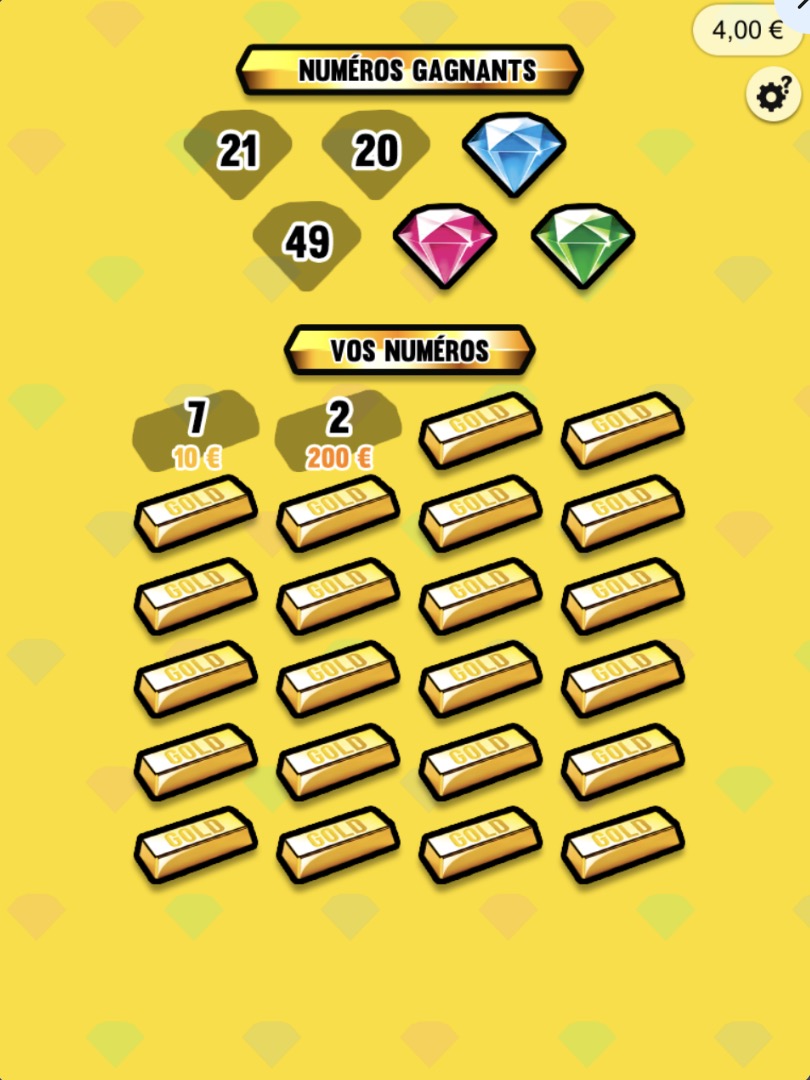 Jeux-Grattage.fr - Super 10 ou 200 : révélation du tableau de jeu