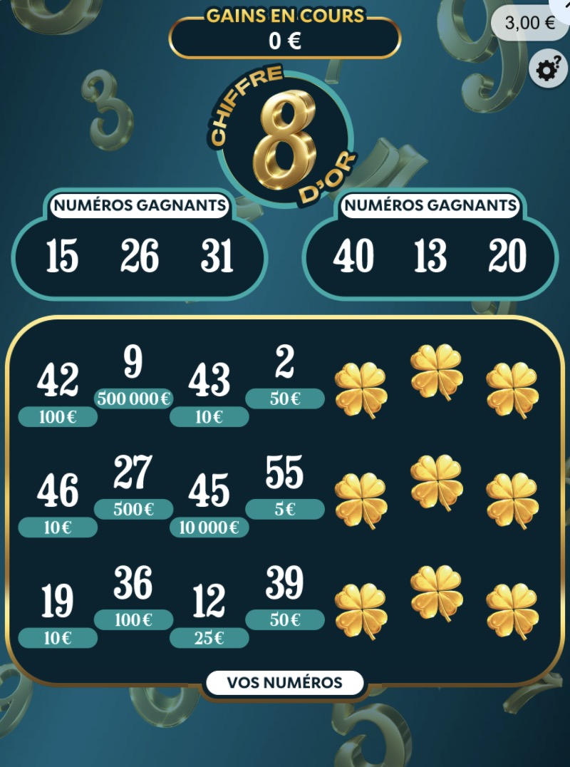 Jeux-Grattage-fr - Chiffre d'Or - Partie de jeu - Encours