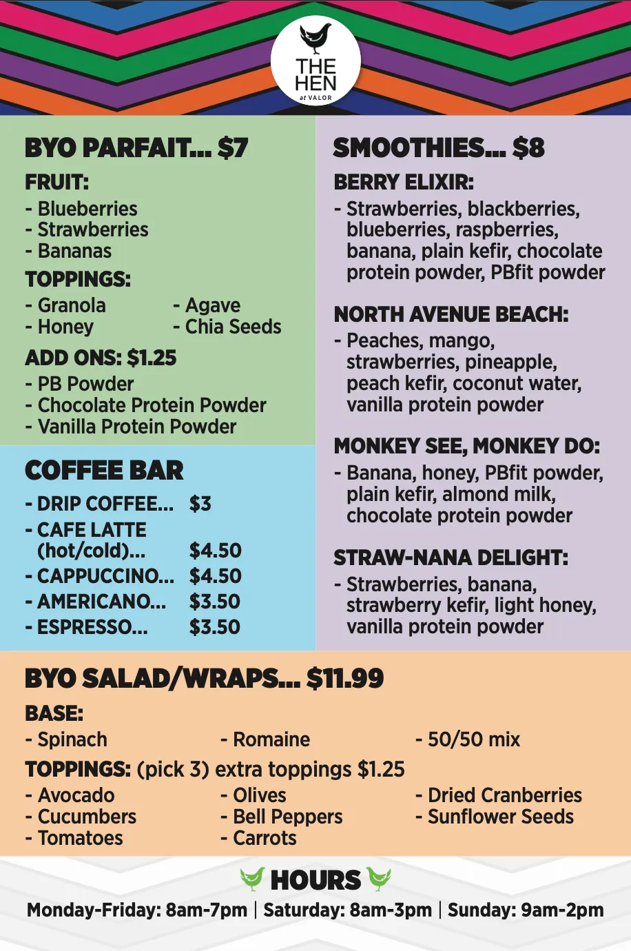 The Hen At Valor Menu